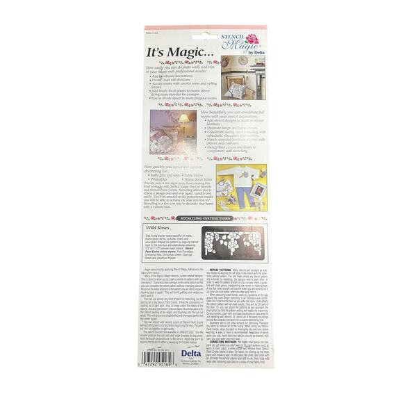 90s Vintage- Stencil Magic By Delta- Wild Roses Trim  No. 95 165 0012 NWT - Picture 2 of 5